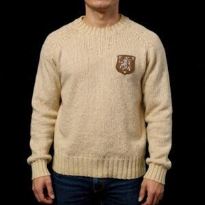 M🔵Diesel 100% Wool Cream Beige Crewneck Sweater with Logo
